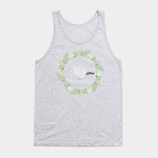 White Pigeon in Leaf Circle Tank Top